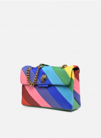 Kurt Geiger London 小羊皮單肩包 彩虹 金鍊 中型