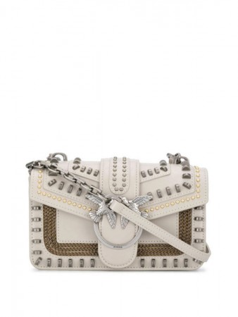 Pinko Torebka Mini Love Mix Studs 淺米色
