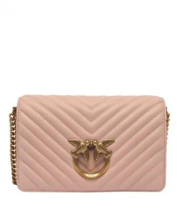 PINKO love chick Classic 羊皮 中包 粉色
