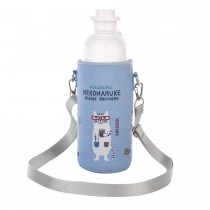 Kusuguru Japan 透明 耐熱耐冷 保暖保溫 水瓶 背帶 600ML 藍色
