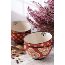 法國 amadeus 花磚 小餐碗-紅 6入